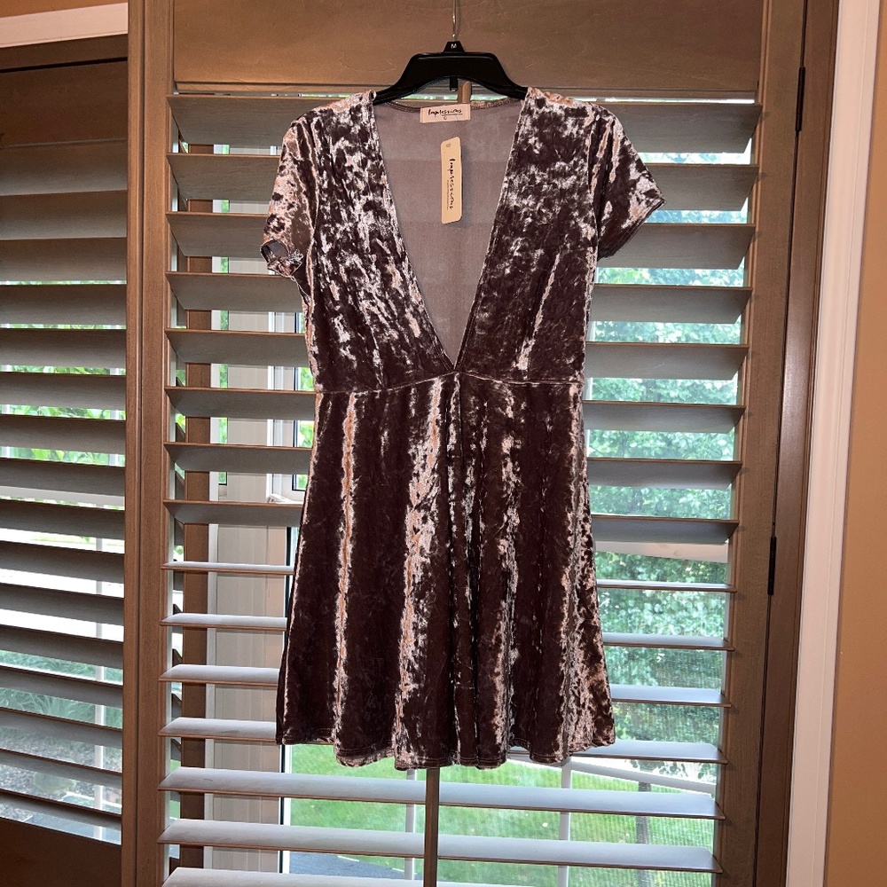 Velvet deep V mini dress